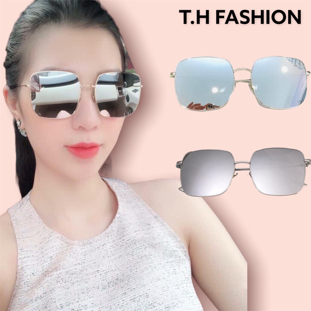 Freeship Kính mát nam nữ kính thời trang form vuông thiết kế tráng gương sang chảnh