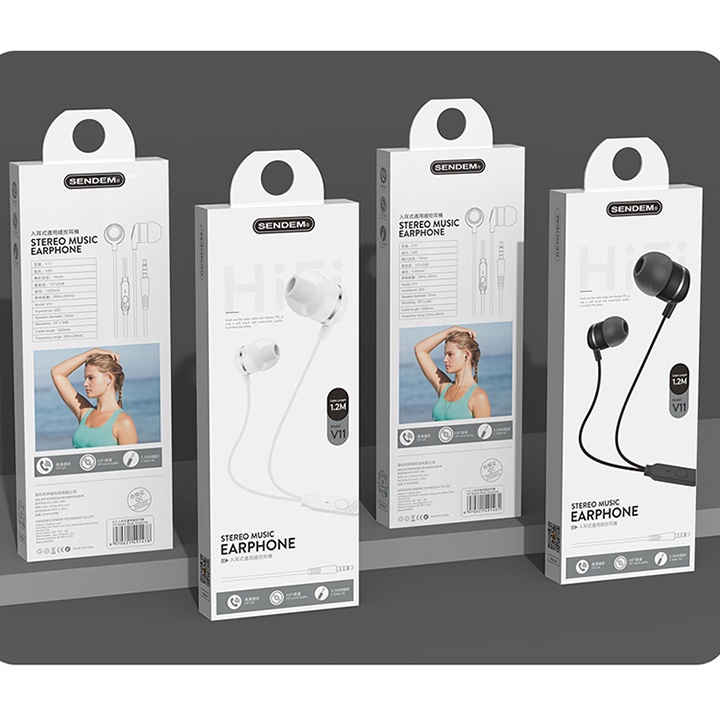 Tai nghe nhét tai Sen_dem V11 có Mic jack 3.5 cho tất cả các dòng điện thoại BaNiCa