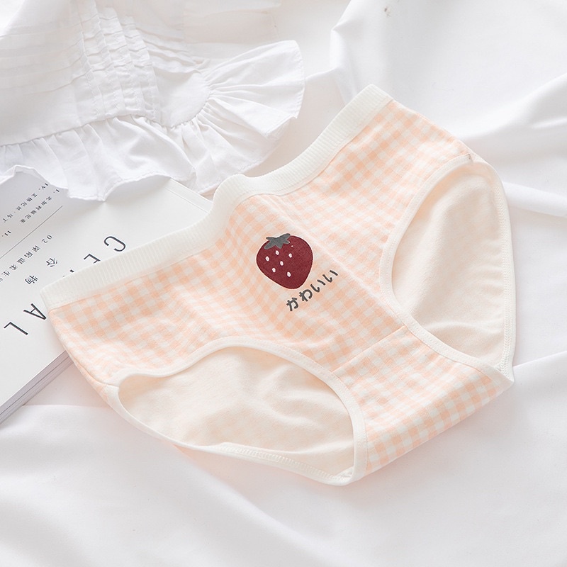 Quần Lót Nữ Cotton Kháng Khuẩn Nâng Mông Kẻ Caro Hoa Quả siêu kute QL03