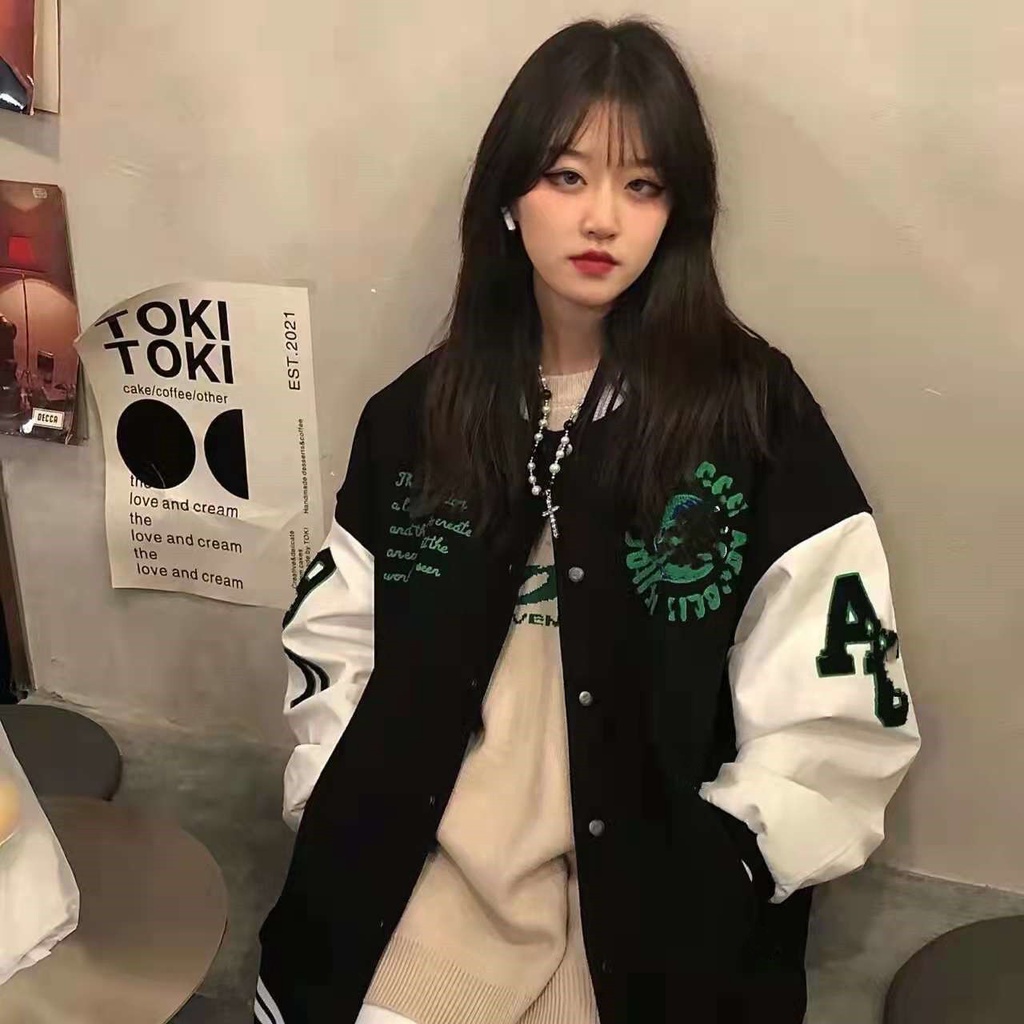 Áo Khoác Bóng Chày Dáng Rộng Phong Cách Mỹ Thời Trang Mới Cho Cặp Đôi