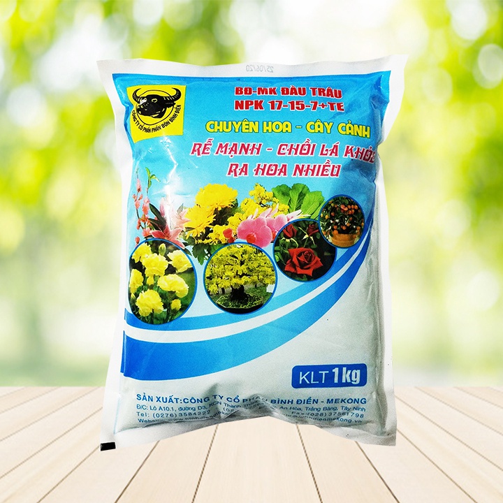 Phân bón NPK Đầu Trâu 17-15-7 + TE giúp ra rễ mạnh giai đoạn cây con sau cắt cành cho hoa lan hoa hồng cây cảnh 1kg