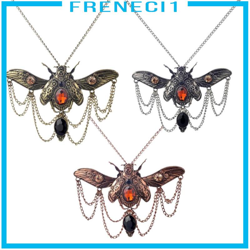 Vòng cổ Mặt Đá Hình Bọ Cánh Cứng Cơ Khí Victoria Màu Bạc Cổ Điển Freneci1