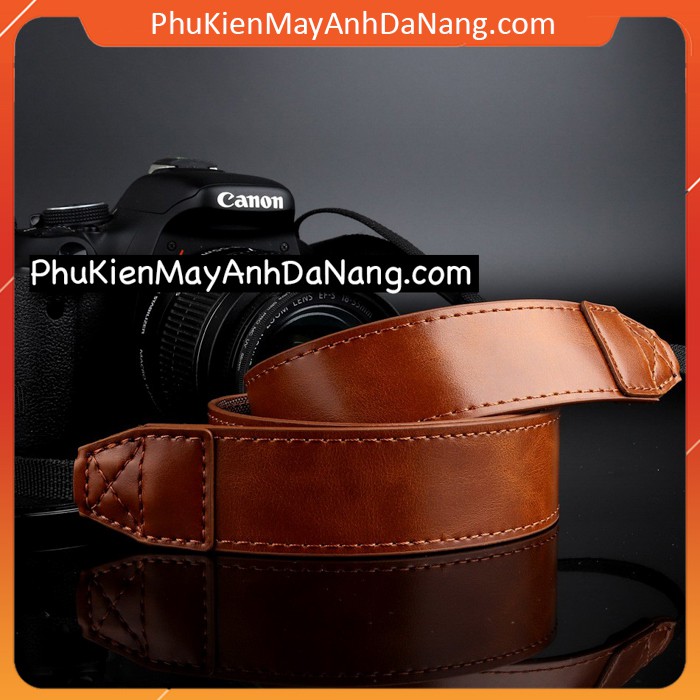 Dây đeo máy ảnh da bản nhỏ 3cm phù hợp cho máy ảnh không gương lật mirrorless Canon Fujifilm Sony D38