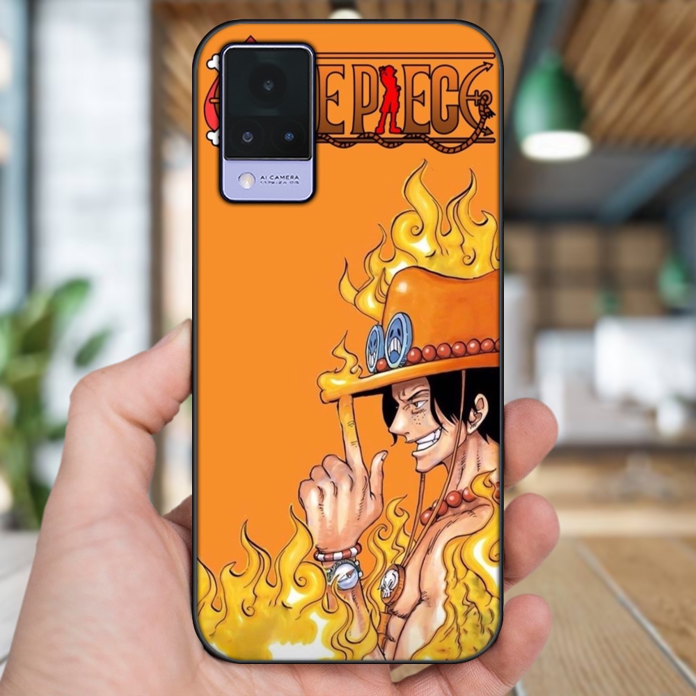 Ốp lưng Vivo V21 viền đen in hình Ace One Piece