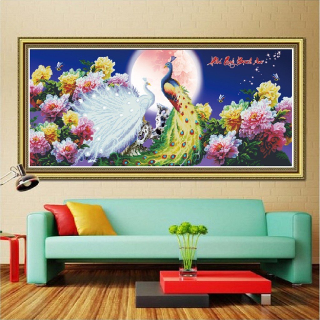Tranh đính đá công phú quý bình an KT:160x70cm,tranh gắn đá chưa gắn