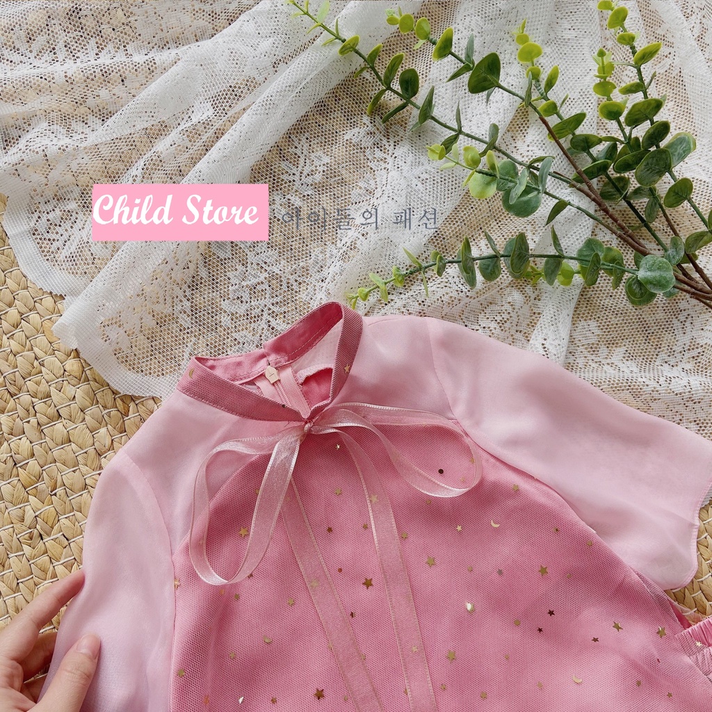 Áo dài cách tân bé gái Child Store kết hợp chân váy xoè rộng bồng bềnh mềm mại