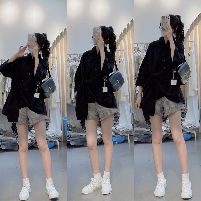 Sơ mi tay lỡ gài vạt 1153