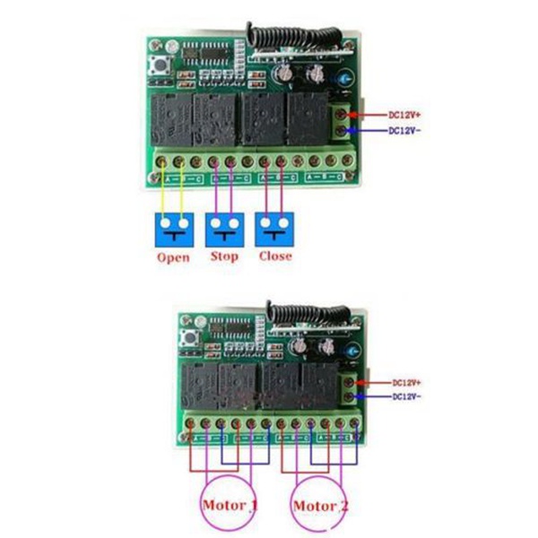 Bộ Công Tắc Điều Khiển Từ Xa Không Dây 12v 4 Kênh 433mhz Kèm 2 Bộ Phát Tín Hiệu Thay Thế Diy