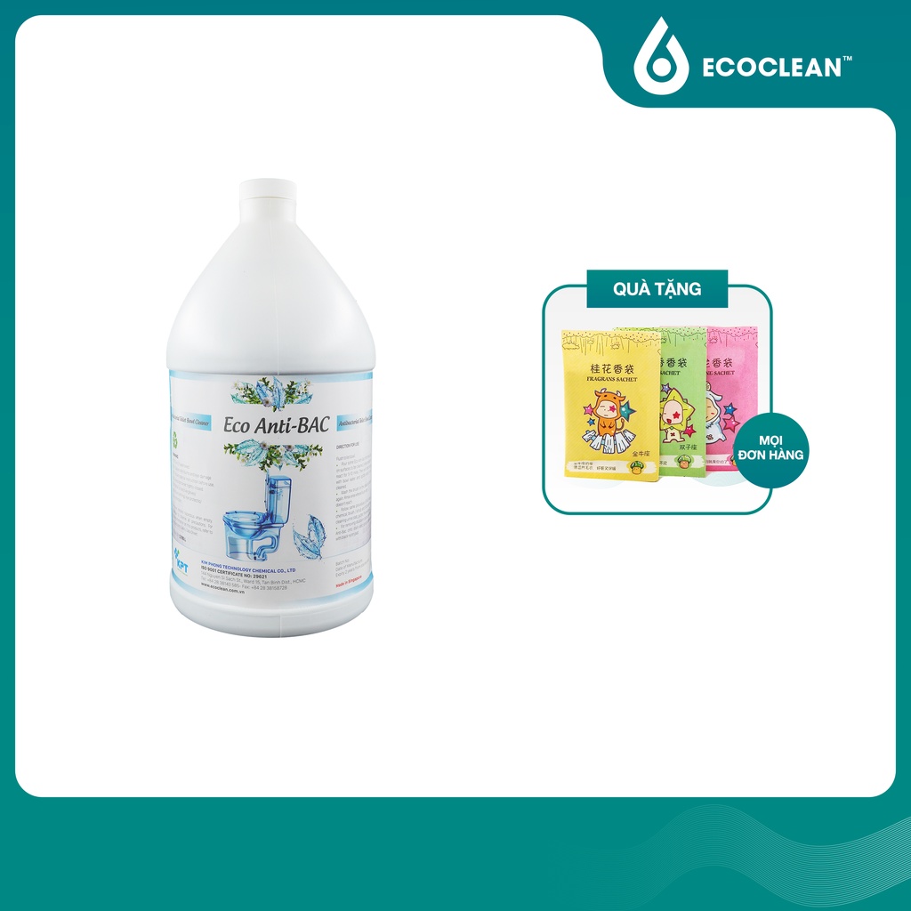 [NEW 2020] Dung Dịch Tẩy Rửa Nhà Vệ Sinh, Bồn Cầu, Bồn Tiểu - Eco Anti-Bac - Chai Lớn 1 Gal (Gần 4L)