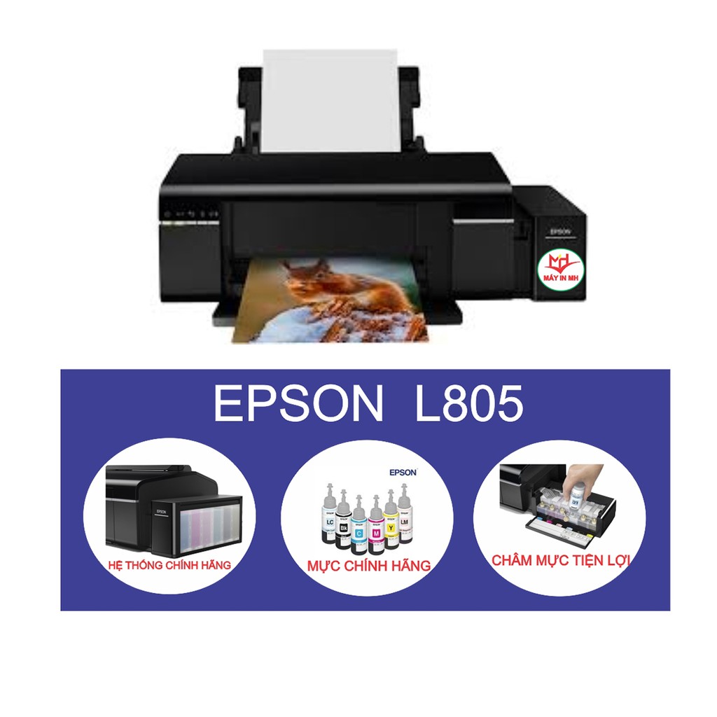 Máy in phun màu epson l805 wifi + 6 lọ mực zin theo máy