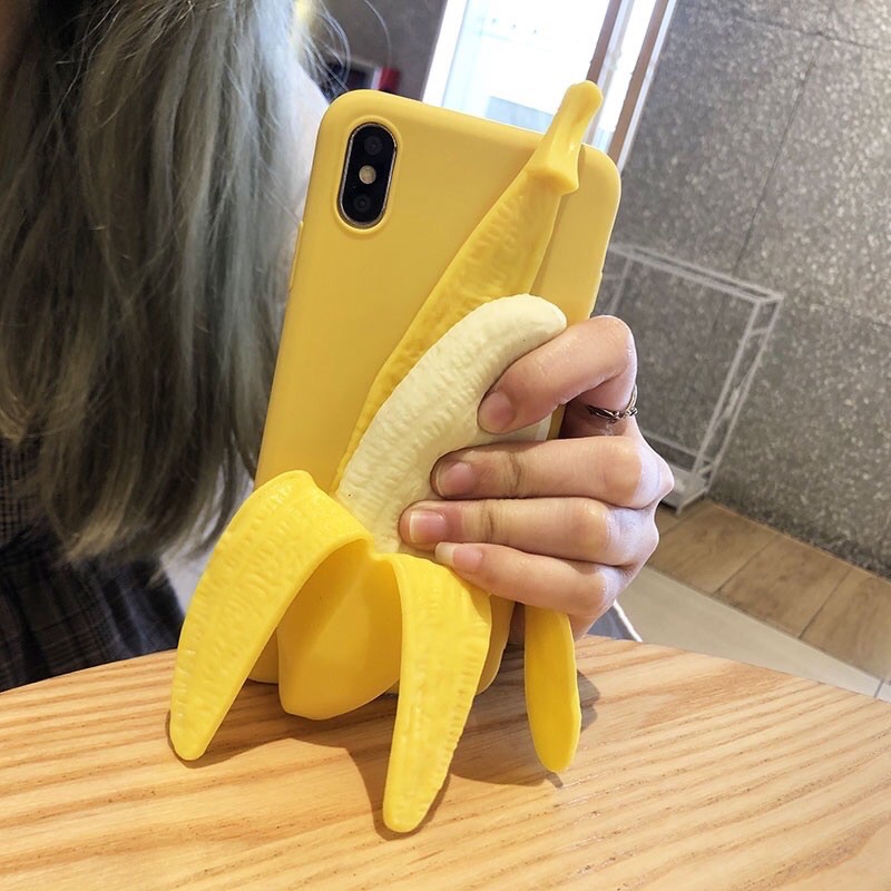 Ốp lưng gắn hình trái chuối ngộ nghĩnh cho iPhone 6 6s 7 8 Plus X XS Max XR 11 / Pro Max
