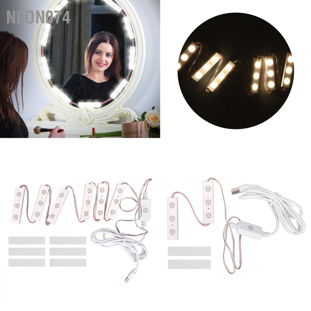 Neon074 Đèn LED trang điểm Gương sáng có thể điều chỉnh Độ Ổ cắm USB tự làm Bóng đèn dải gương