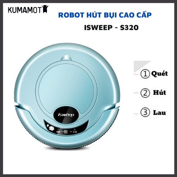 Robot hút bụi lau nhà thông minh ISWEEP - S320, kết hợp 3 in 1 - Cảm biến chạm, hút bụi, quét lau nhà