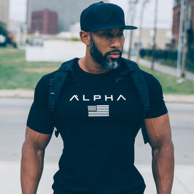 Áo thun nam bằng cotton tay ngắn cổ tròn phong cách thể thao thoáng khí