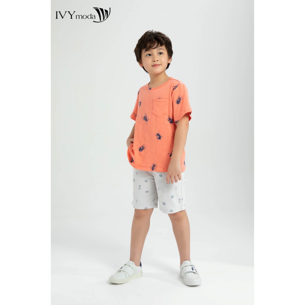 Áo thun bé trai túi vuông IVY moda MS 57K1207