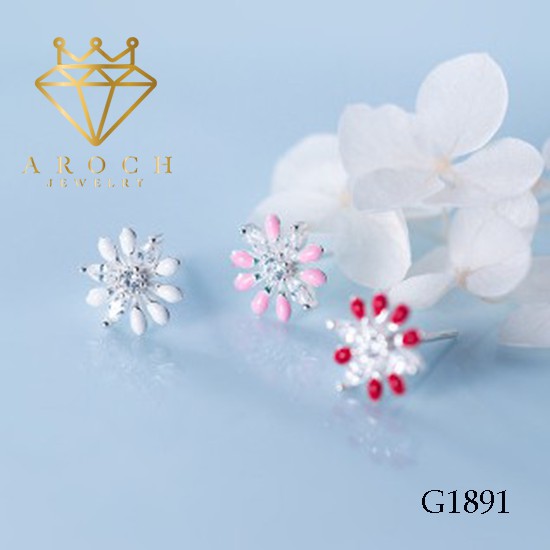 Khuyên tai bạc Ý s925 hoa đồng tiền G1891 - AROCH Jewelry