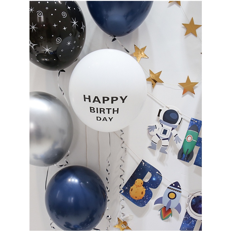 Set bong bóng trang trí sinh nhật hình phi hành gia vũ trụ cho bé trang trí tại nhà đơn giản