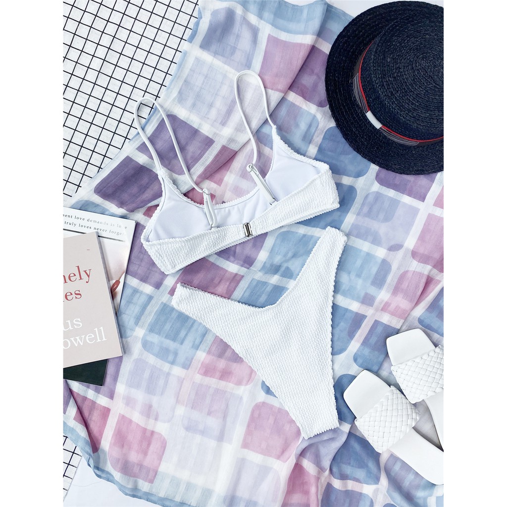 Bộ Bikini Lưng Thấp Màu Trơn Đơn Giản Cho Nữ YX31