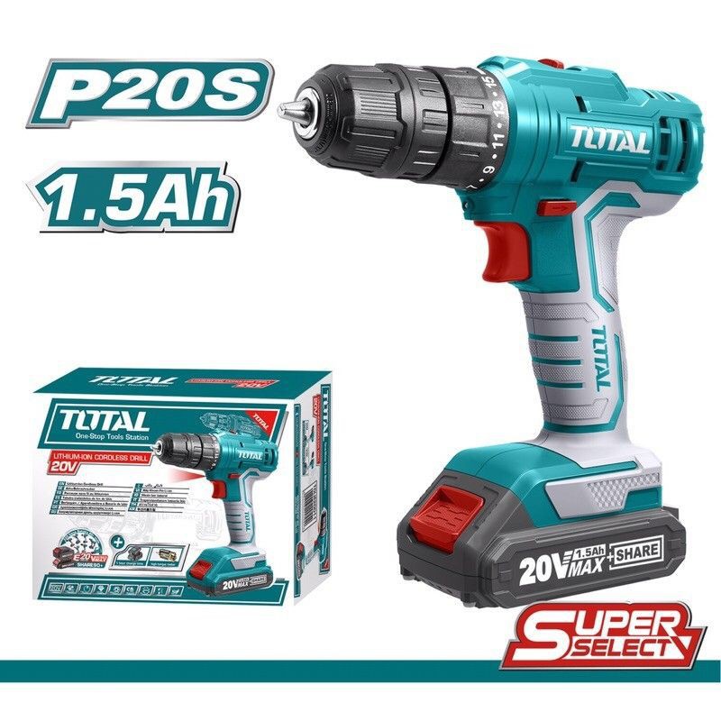 MÁY KHOAN PIN 20V PS20S TOTAL TDLI20011 [CHÍNH HÃNG] MÁY KHOAN VẶN VÍT TOTAL 20V [RẺ] KHOAN PIN DCA INGCO