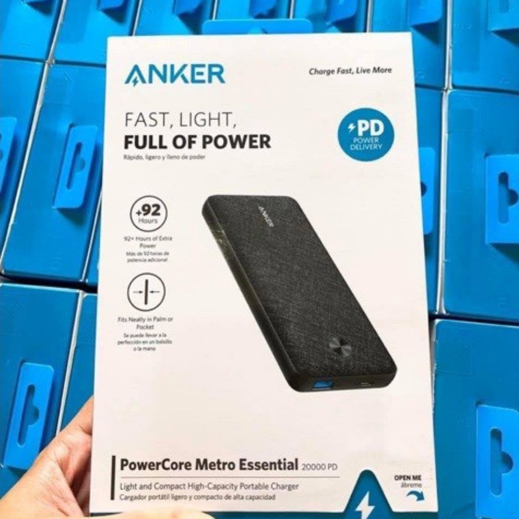 Pin sạc dự phòng Anker A1281 20000mah PowerCore Metro Essential PD 18W sạc nhanh cho IPhone 11 12