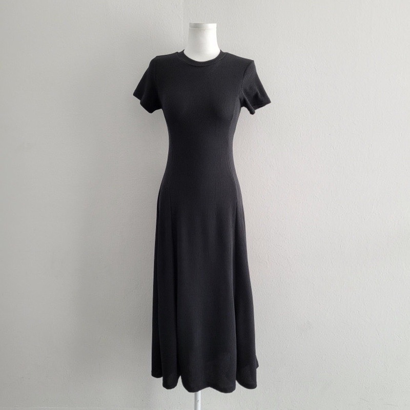 [210] Váy Maxi Thun Gân Tay Cộc Dáng Xoè Form Dài, Váy Cotton Trơn Dáng Dài