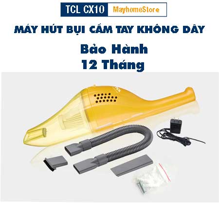 Máy hút bụi ô tô, giường nệm, sofa không dây cầm tay lực hút mạnh, pin lithium ion 2000 mAh, chính hãng TCL CX10