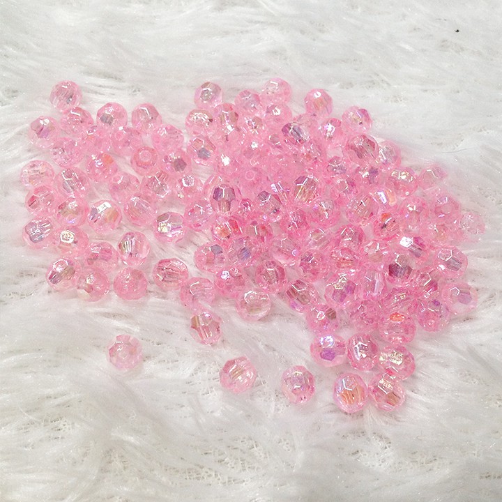 100 hạt nhựa hình pha lê lấp lánh 6mm