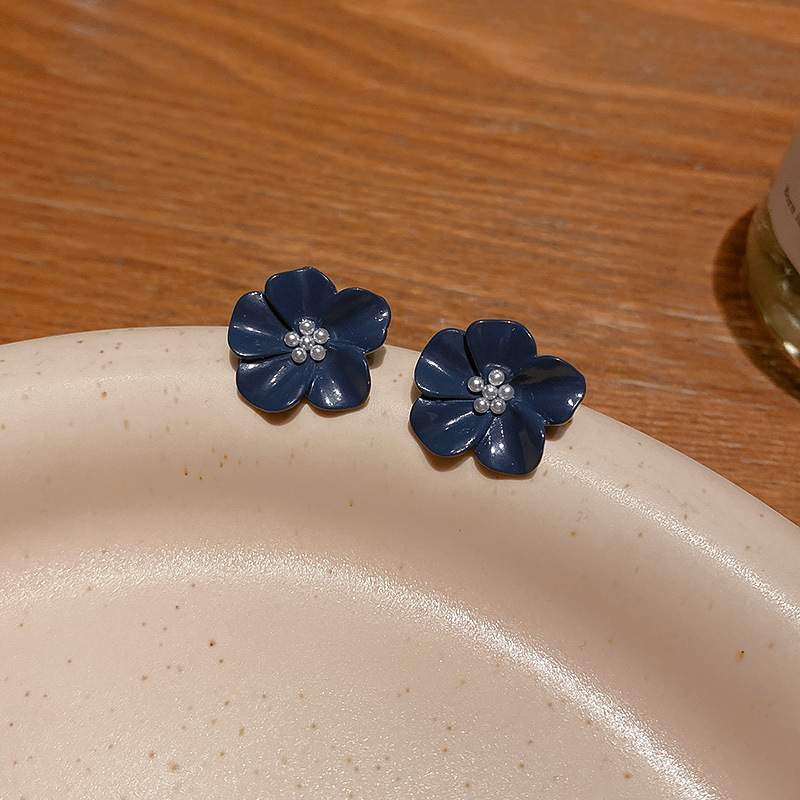 Bông Tai Hình Hoa Đính Ngọc Trai Phong Cách Vintage