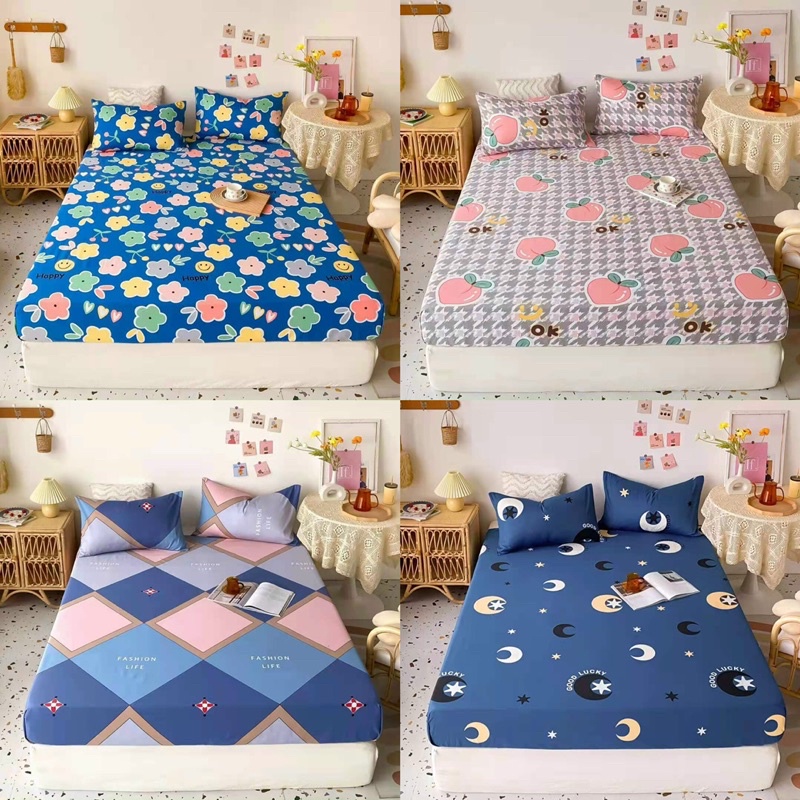 Bộ ga và 2 vỏ gối đầu cotton 100% nhập khẩu cao cấp