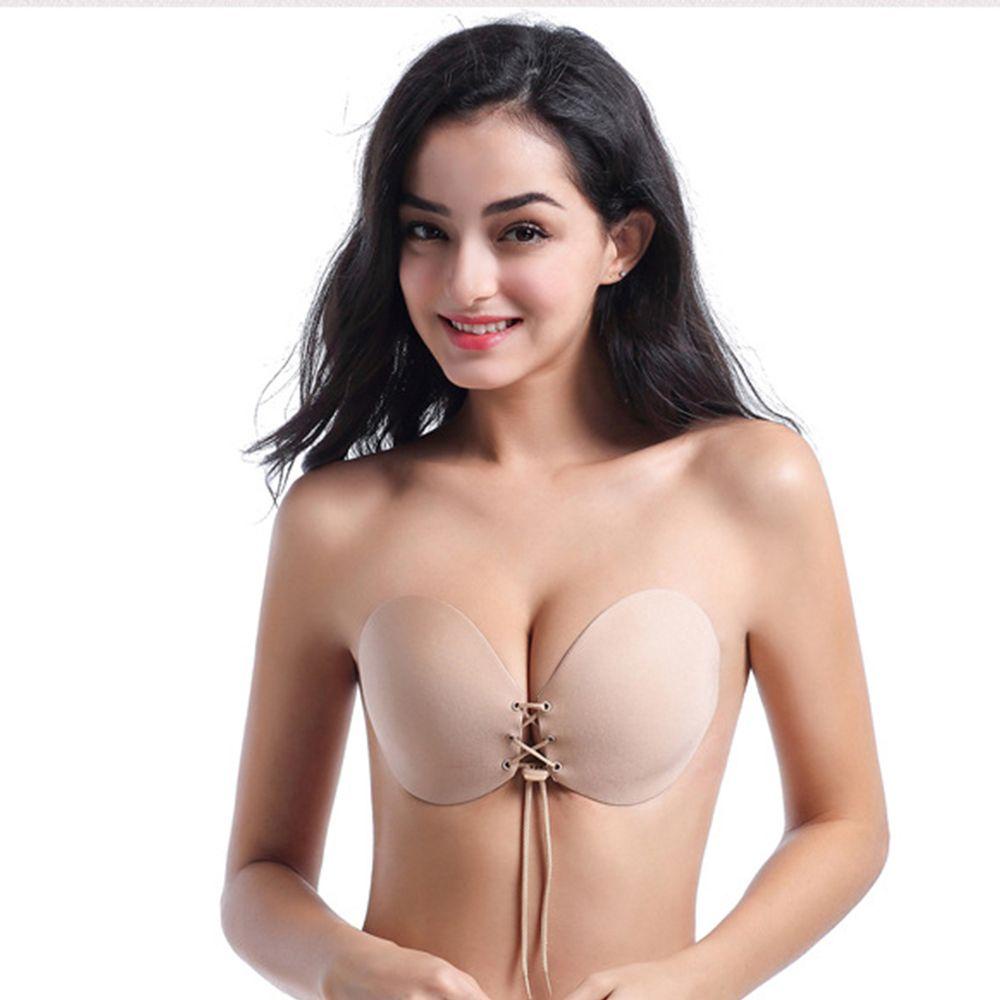Qqmall Miếng Dán Nâng Ngực Bằng Silicon Đơn Giản Cho Váy Cưới / Đồ Bơi Có Dây Rút
