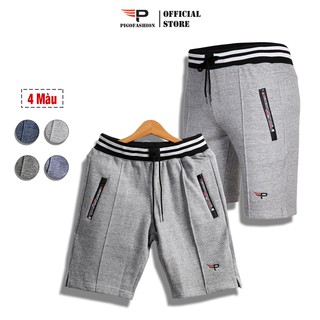 Quần short thun nam thể thao cao cấp túi khóa kéo màu độc quyền Pigofashion QTTN07 chọn màu