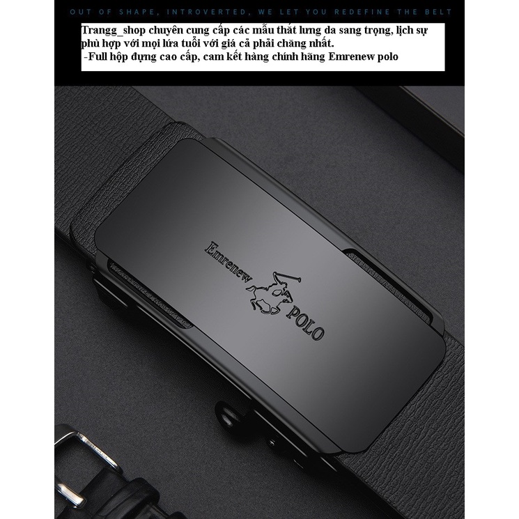 Thắt Lưng Nam Da Bò Cao Cấp Emrenew Polo 2 Lớp Full Hộp Đựng Mặt Khóa Hợp Kim