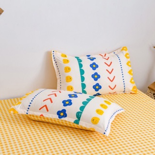 Sét ga gối poly cotton nhập khẩu ( dâu vàng mặt cười)
