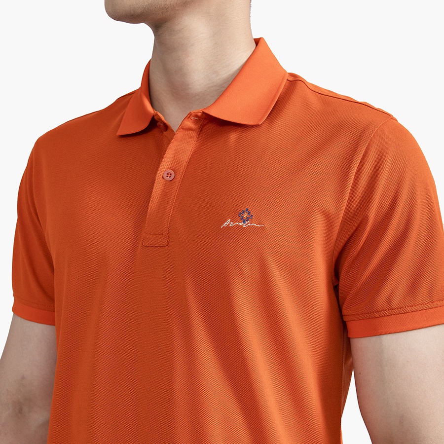 Áo polo nam ARISTINO dáng Regular fit suông nhẹ, màu cam trẻ trung nổi bật, dệt Jacquard thời trang - APS097S2