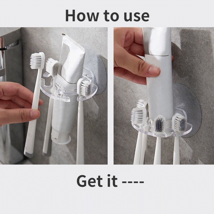Giá Đỡ Bàn Chải Đánh Răng/ Kem Đánh Răng Bằng Nhựa Không Cần Đục Lỗ Tiện Dụng Cho Nhà Tắm