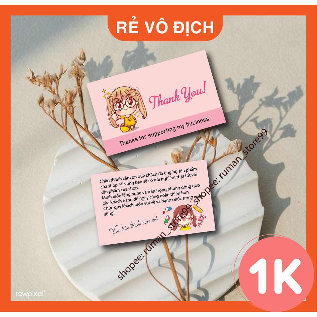 Thiệp cảm ơn, thank you card cảm ơn khách hàng có sẵn tại shop