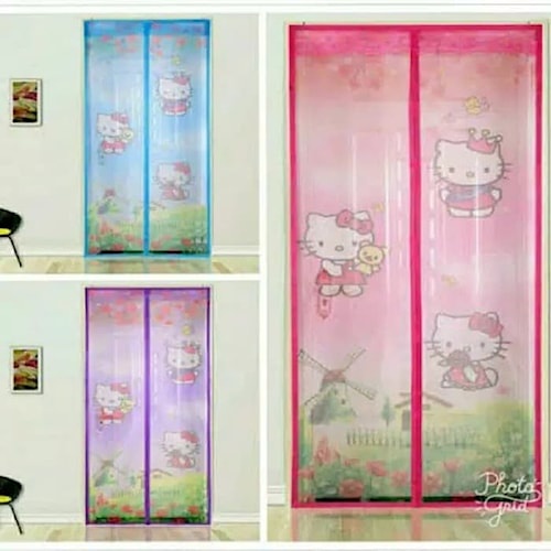 Rèm Cửa Nam Châm Chống Muỗi Hình Hello Kitty Đáng Yêu Aw141
