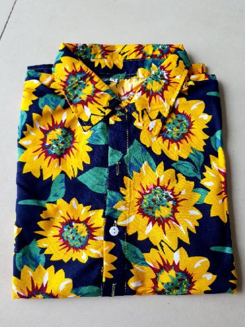 Áo sơ mi hoa hướng duơng. Vải kate thái mềm mịn