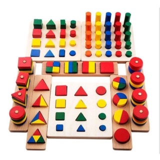 [BIG SALE] BỘ GIÁO CỤ MONTESSORI 8 MÓN -  CHO BÉ HỌC HÌNH KHỐI, HỌC TOÁN