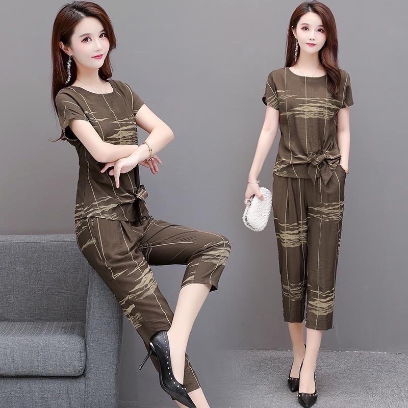 Đồ bộ trung niên - Đồ bộ mặc nhà chất lanh cao cấp co dãn, thoáng mát, thấm hút mồ hôi.