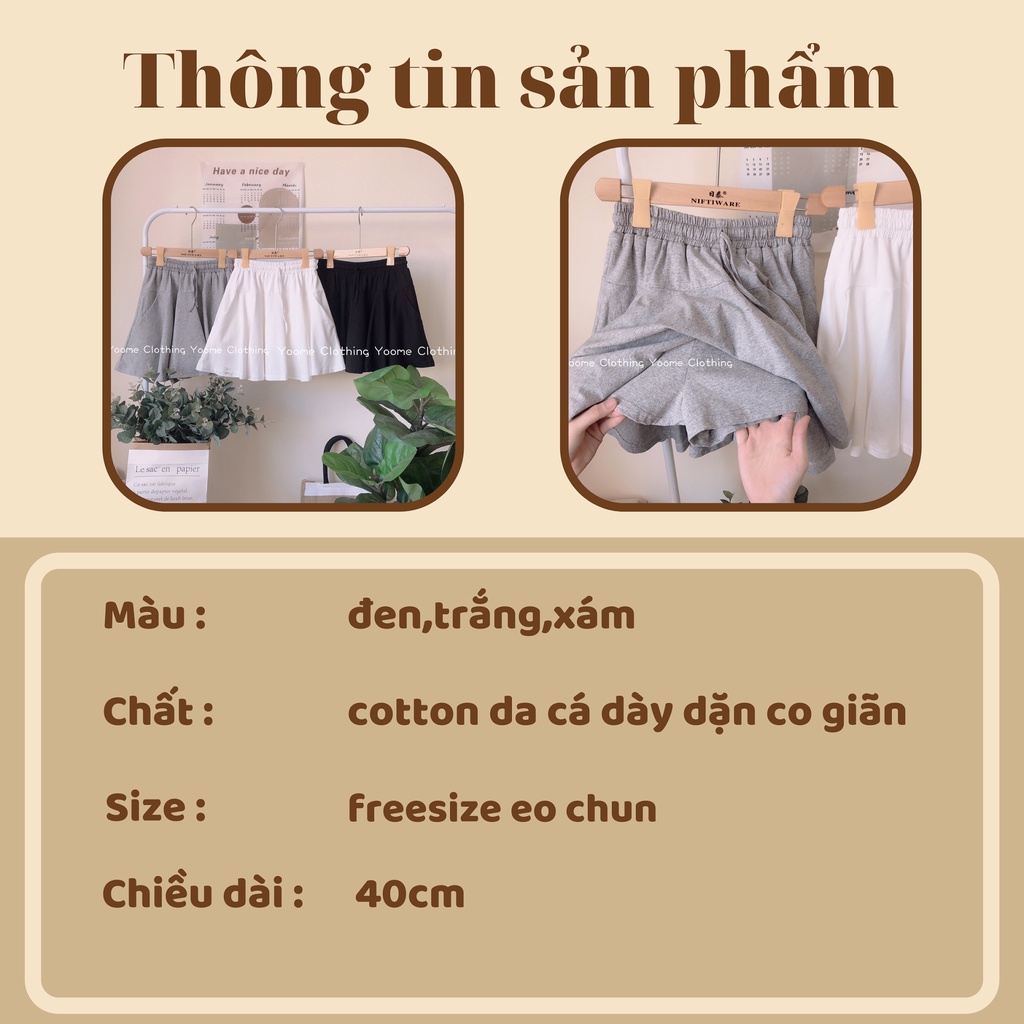 Quần váy cotton da cá có lót quần có túi dây rút Yoomeclothing ( ảnh thật )
