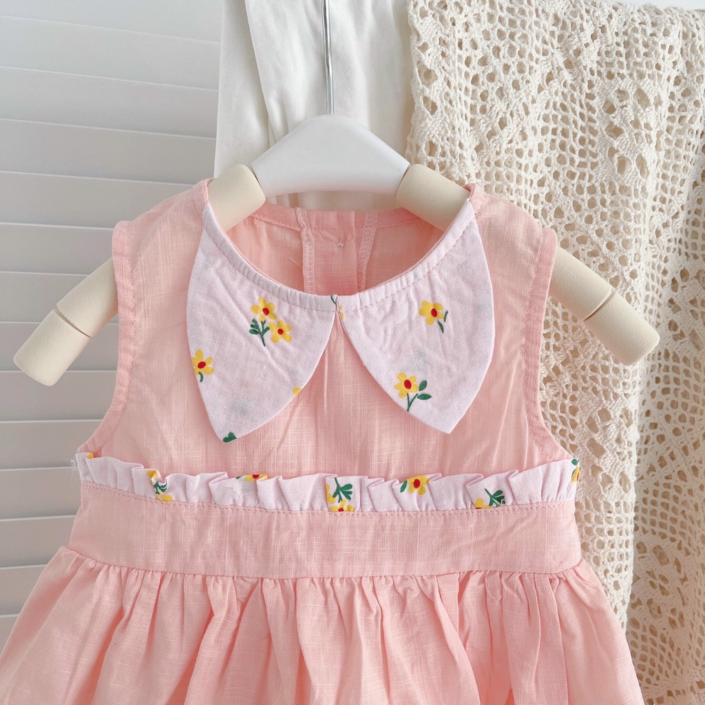 Váy hè sát nách cổ phối tai mèo cho bé 8-21kg (1-6 tuổi)