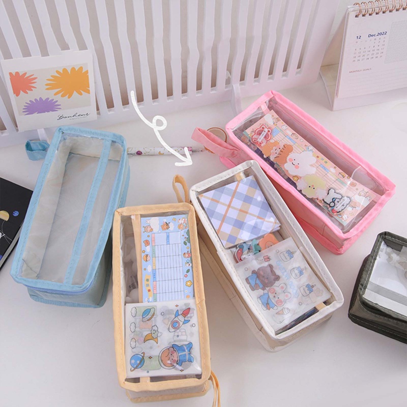 Seng Túi Đựng Bút Chì Vệ Sinh Phối Khóa Kéo Đáng Yêu Trong Suốt Dành Cho Du Lịch Trẻ Em Người Trẻ