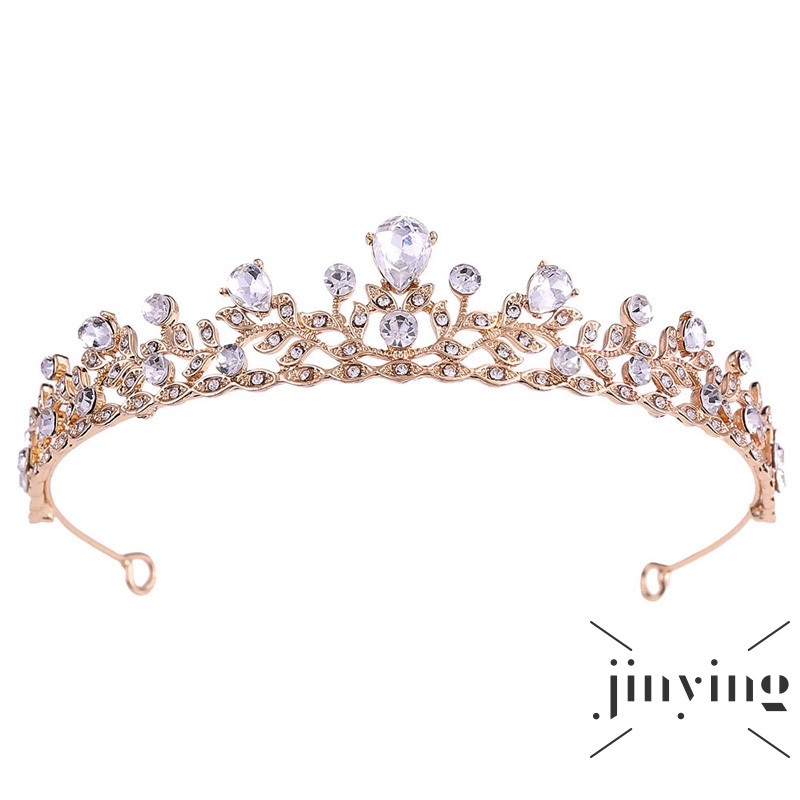 GETNOIVAS ❤S Wind New Fashion Simple Bride Small Crown Luxury Leaf Shape Rhinestone Shiny Crystal for Bride We