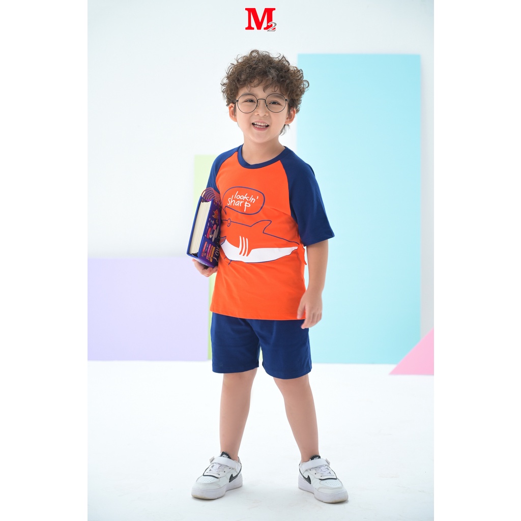 Bộ quần áo bé trai mùa hè quần đùi và áo thun cộc tay in hình Lookin Sharp DFM0184 Thời trang M2