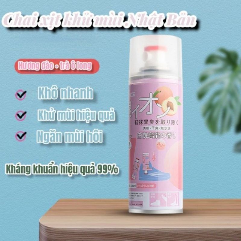 CHAI XỊT LƯU HƯƠNG VỊ ĐÀO Ô LONG khử mùi hôi giày Nano Bạc bình xịt thơm khử mùi mồ hôi chân đi du lịch thể thao tennis