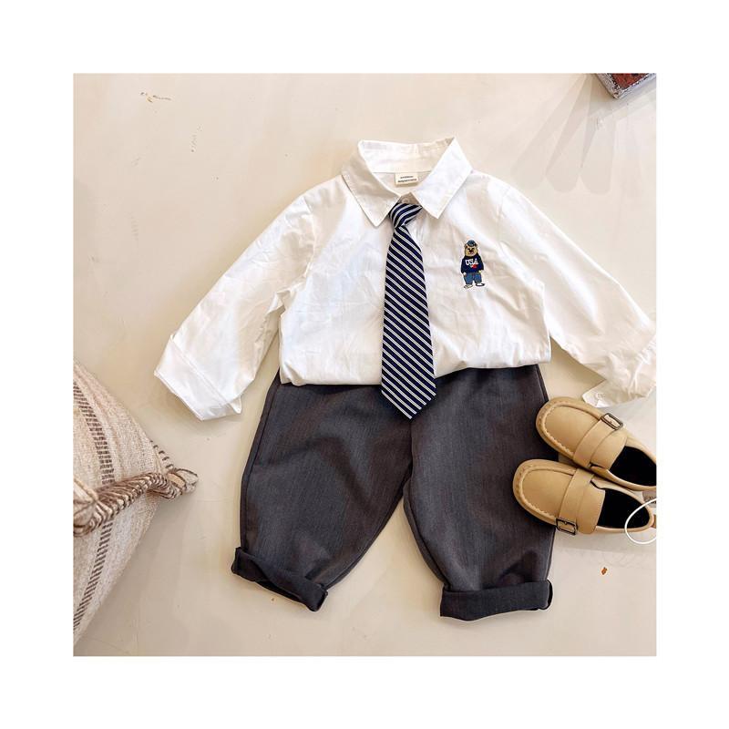 Áo Sơ Mi Trắng Thêu Họa Tiết Thời Trang Mùa Xuân Mới Cho Bé Trai Và Gái