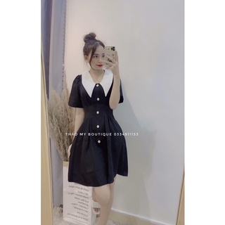 Váy cổ bèo trắng