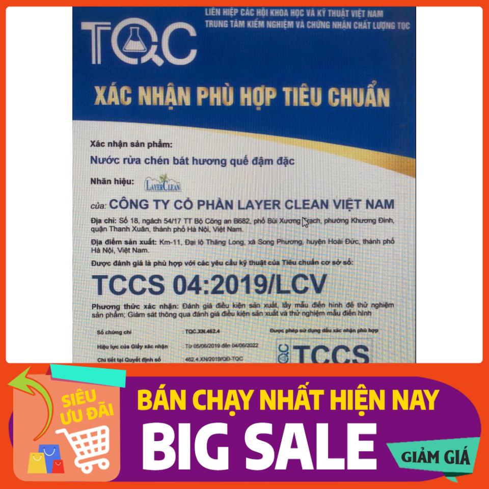Nước rửa bát hữu cơ Layer Clean hương hồng 5l