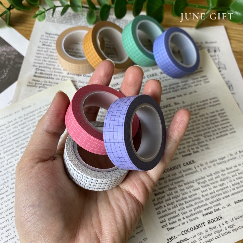 Cuộn băng dính washi tape caro trang trí sổ , bullet journal (dài 10m)